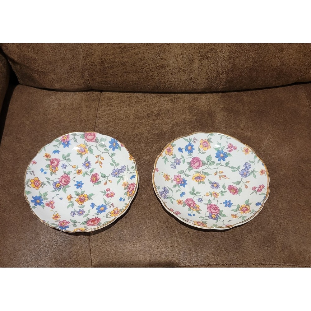 REGENCY Floral Chinta 2 SAUCERS Fine Bone China England EC